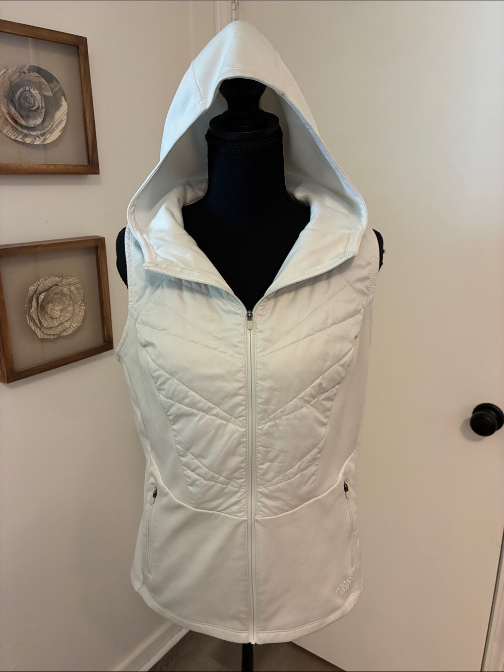 North Face White Hooded Vest